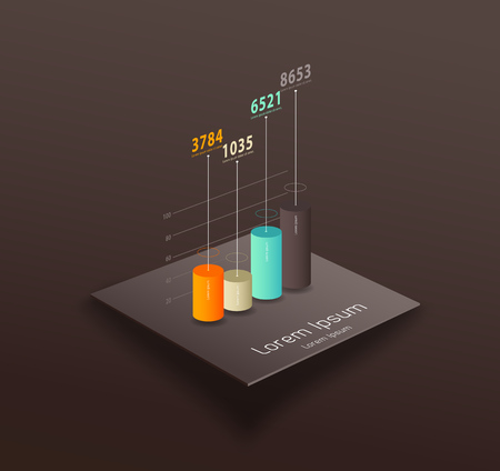 Vector template with colorful column graph and place for your data.のイラスト素材