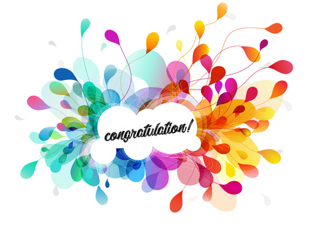 Abstract colored flower background with congratulation text.のイラスト素材