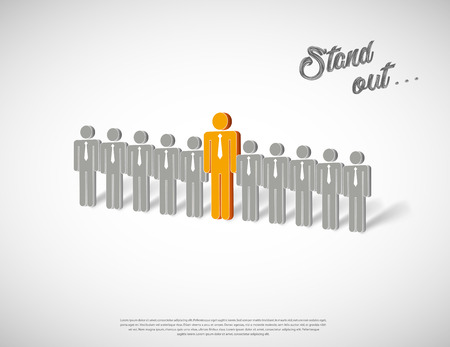 Stand out illustration with human icons in row.のイラスト素材