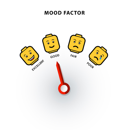 Mood factor measure illustration template with yellow brick heads.のイラスト素材