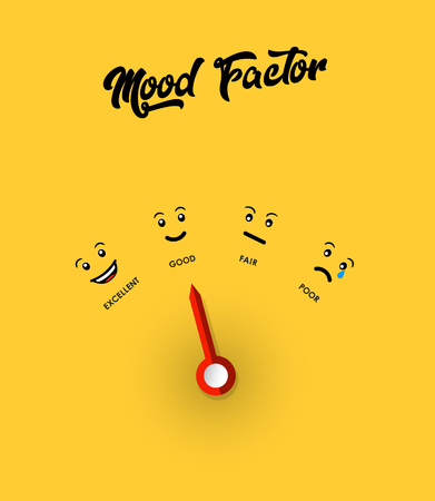 Mood factor measure illustration template with yellow background.のイラスト素材