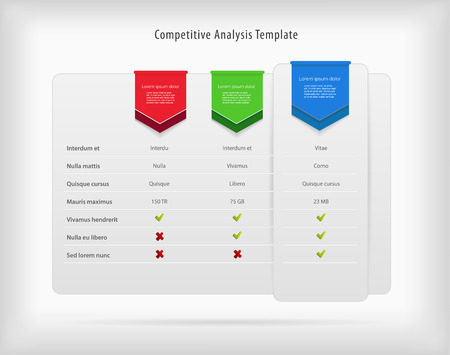 Competitive analysis vector template with colorful ribbons.のイラスト素材