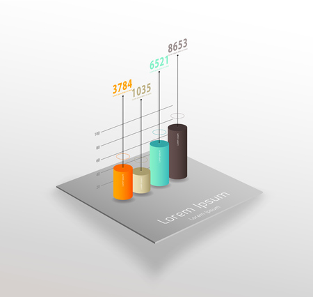 Vector template with colorful column graph and place for your data.のイラスト素材