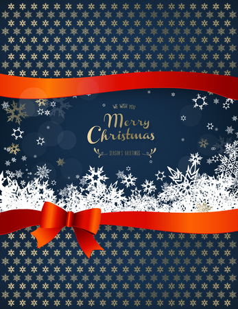 Merry Christmas with many snowflakes with dark blue background.のイラスト素材