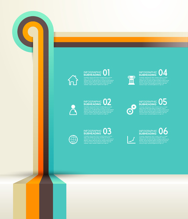 Infographic colorful milestones time line vector template with icons.のイラスト素材