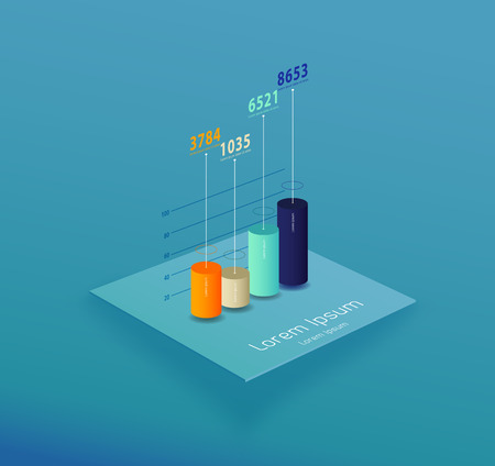Vector template with colorful column graph and place for your data.のイラスト素材