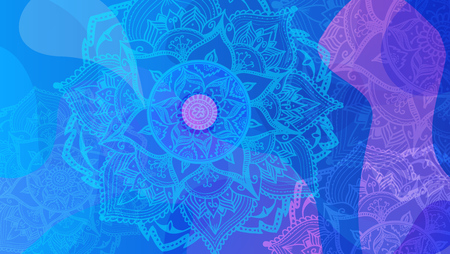 Abstract colored flower background with circles and mandala.のイラスト素材