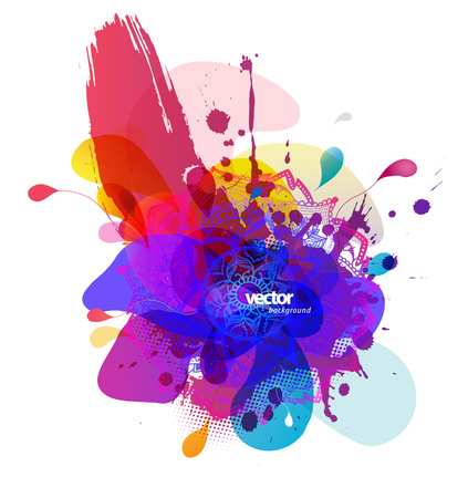 Abstract colored flower background with circles and mandala.のイラスト素材