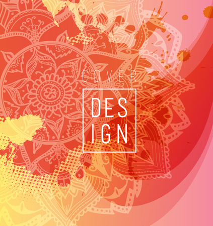 Abstract colored flower background with circles and mandala.のイラスト素材