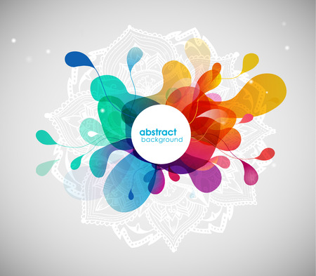 Abstract colored flower background with circles and mandala.のイラスト素材