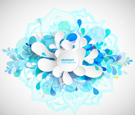 Abstract colored flower background with circles and mandala.のイラスト素材