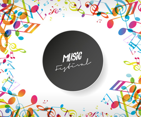 Abstract music festival advertising poster template with tunes.のイラスト素材