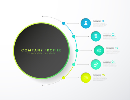Infographic colorful milestones time line vector template with icons.のイラスト素材