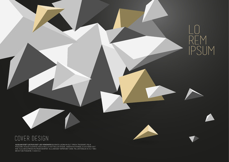 Book cover design template with abstract polygonal objects.のイラスト素材