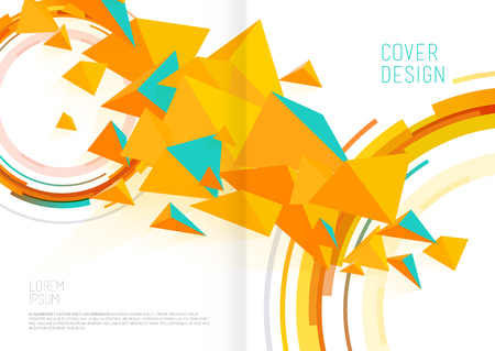 Book cover design template with abstract polygonal objects.のイラスト素材