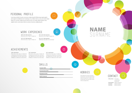 Creative simple cv template with colorful circles shapes.のイラスト素材