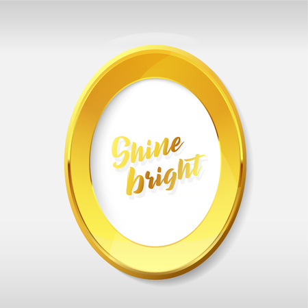Vector golden background picture frame with Shine bright slogan.のイラスト素材