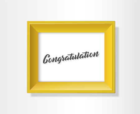 Vector golden background picture frame with Congratulation slogan.のイラスト素材