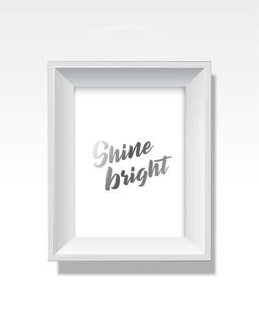 Vector white background picture frame with Shine bright slogan.のイラスト素材