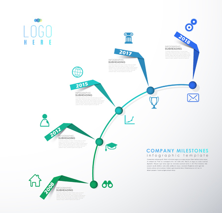 Five vector progress steps illustration with arrows, icons and place for your company text.のイラスト素材