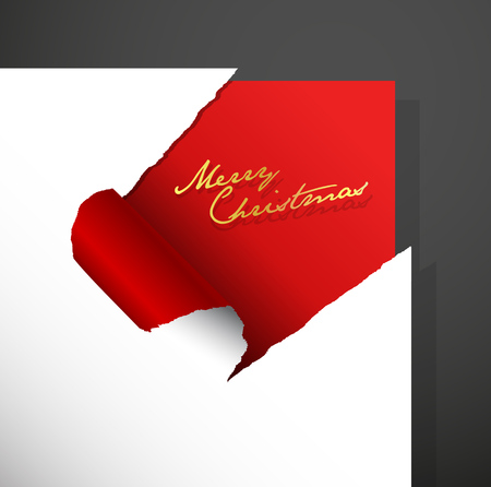 Christmas holiday greetings in the corner with golden Merry Christmas text.のイラスト素材