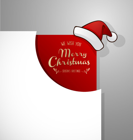 Christmas holiday greetings in the corner with golden Merry Christmas text.のイラスト素材