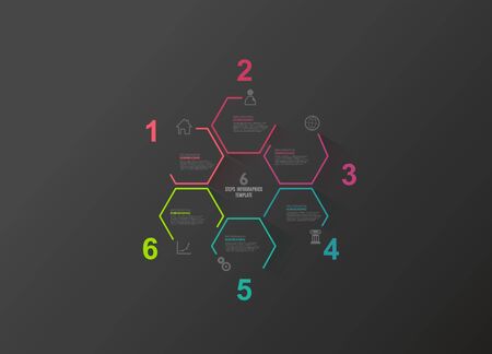Hexagon info graphic vector templateのイラスト素材