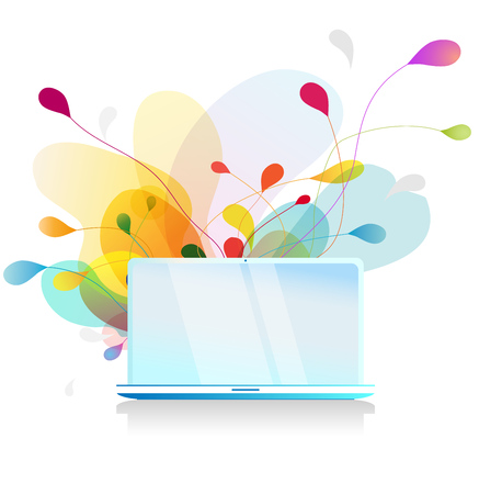 Isolated vector background wall paper of computer with abstract colorful bubbles.のイラスト素材