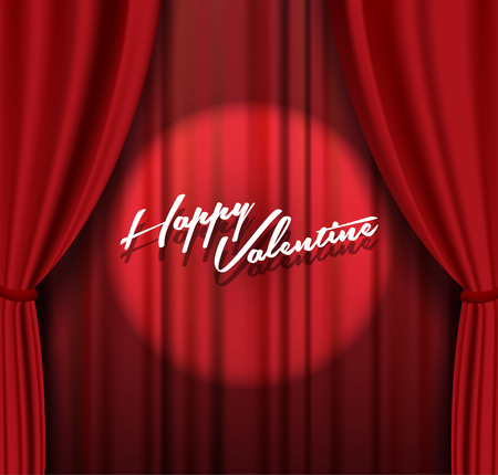 Lettering quote 'Happy Valentine' on abstract red theater background.のイラスト素材