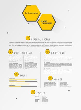 Creative simple cv template with yellow hexagonsのイラスト素材