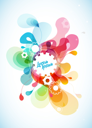 Abstract colored flower background with cogwheels.のイラスト素材