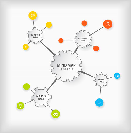 Vector mind map template with cogwheels and place for your ideas.のイラスト素材