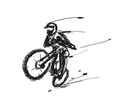 Jumping MBT biker vector illustration.のイラスト素材
