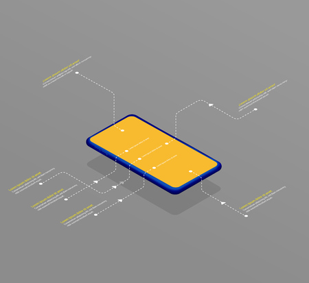 Isometric smartphone vector illustration background template with place for description.のイラスト素材