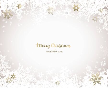 Merry Christmas vector illustration with many snowflakes on light background.のイラスト素材