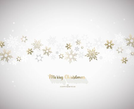Merry Christmas vector illustration with many snowflakes on light background.のイラスト素材