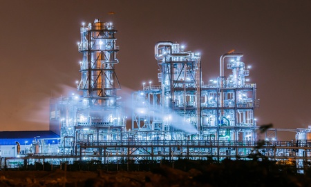Petrochemical plant at twilight
