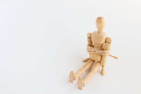 Wooden man toyの写真素材