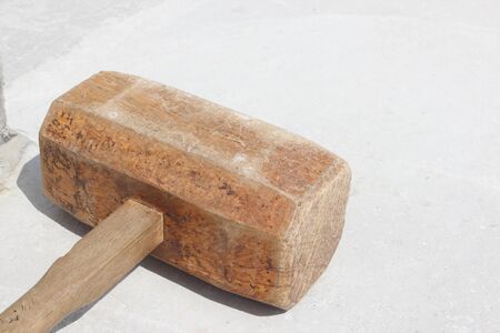 Hammer made of woodの写真素材