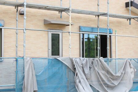 Scaffolding of new housing constructionの写真素材