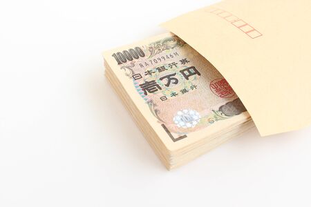 Japanese bills and envelopesの写真素材