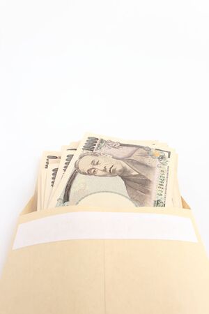Japanese bills and envelopesの写真素材
