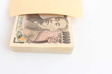 Japanese bills and envelopesの写真素材