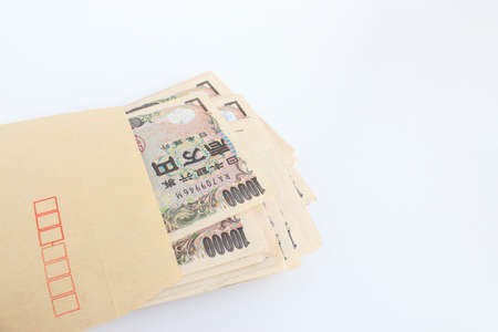 Japanese bills and envelopesの写真素材