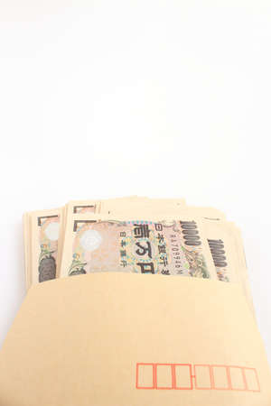 Japanese bills and envelopesの写真素材