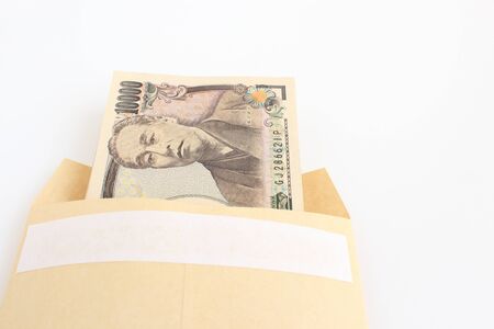 Japanese bills and envelopesの写真素材