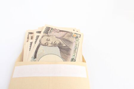Japanese bills and envelopesの写真素材
