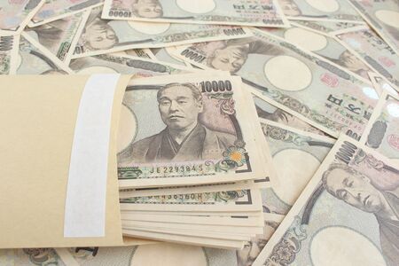 Many Japanese billsの写真素材