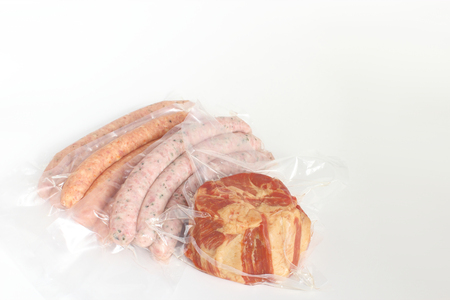 Several frozen sausagesの写真素材