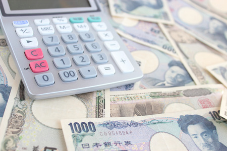 Calculator and Japanese moneyの写真素材